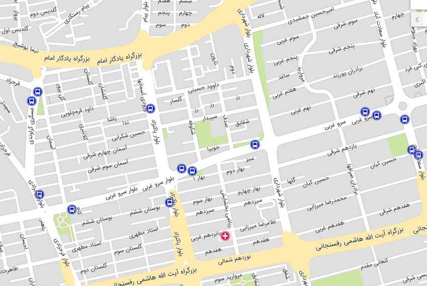 نقشه میدان شهرداری سعادت آباد